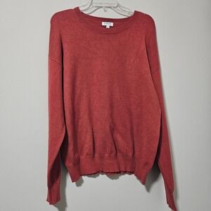Indie & Co Womens Rust Red Knit Crewneck Sweater Large Pullover Soft‎ Relaxed